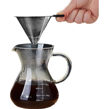 Кавоварка Meisini Pour-Over, скляний контейнер для спільного використання, фільтрувальний стаканчик з нержавіючої сталі, фільтрувальний папір з шкалою