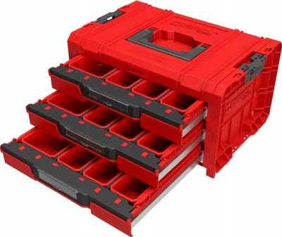 Модульний ящик для інструментів з трьома висувними ящиками Qbrick System PRO Drawer 3 Toolbox Expert Red Ultra