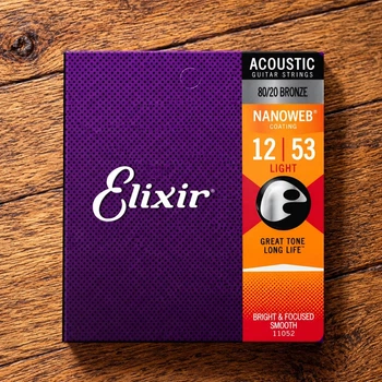 Струни для акустичної гітари Elixir 11052 Nanoweb 80/20 Bronze Acoustic Light 12/53