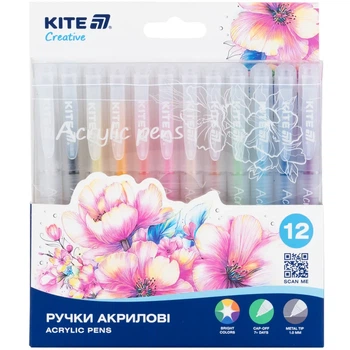 Ручки акриловые Kite Creative набор 12шт K-1295