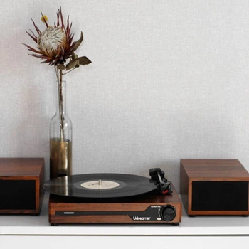 Вініловий програвач Udreamer Classic Original Wood з Bluetooth з колонками в комплекті, без кришки