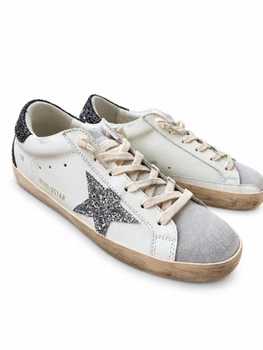 Женские кеды Golden Goose GGDB бело-серебристые из натуральной кожи с блестящей звездой в полной упаковке размер 37