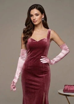 Довгі атласні рукавички honey fashion accessories s/m/l рожеві (30к048)