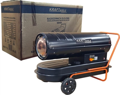 Дизельная тепловая пушка 60 кВт, 1100 м³/ч на колесах Kraft&Dele KD11712 с термостатом для обогрева складов, ангаров и производственных помещений