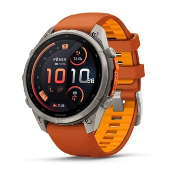 Смарт-часы GARMIN Fenix 9 Pro inReach 47mm Titanium Case with Autumn Orange/Spark Orange Silicone Band (010-04336-00/01)