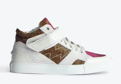 Високі кеди на блискавці Zadig & Voltaire ZV1747 Mid Flash Sparkle Sneakers жіночі 38