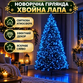 Гирлянда для праздничного оформления / хвойная лапа / световой декор для интерьера LQ 3233