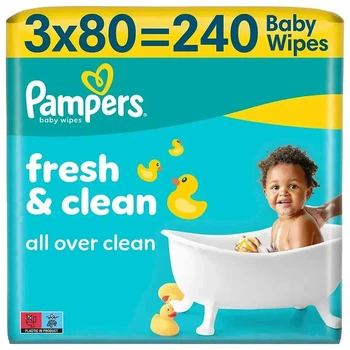Влажные салфетки Pampers Fresh Clean на 240 шт (3х80)