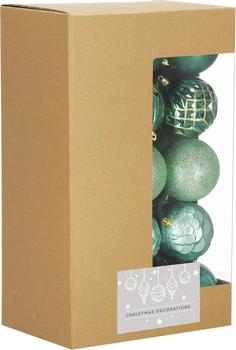 Zestaw bombek choinkowych Springos CA1411 8 cm Zielono-złoty 30 szt. (5907719482347)
