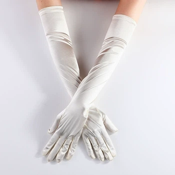 Довгі атласні рукавички honey fashion accessories s/m/l кремовий (30к048)