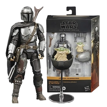 Коллекционная фигурка Дин Джарин Мандалорец и малыш Йода Грогу / Din Djarin & Grogu Mandalorian Star Wars Black Series 18 см - подвижная action figure