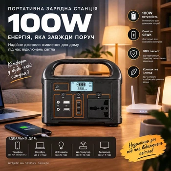 Потужний павербанк 100 Вт з розеткою 220 В