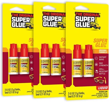 Суперклей ціаноакрилатний Super Glue прозорий універсальний клей (6 шт. по 3 гр)