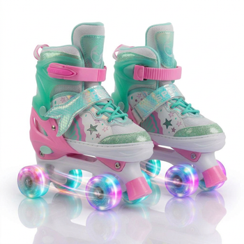 Роликовые коньки раздвижные ролики квады Русалочка Banwei 176 размер 34-38 White-Pink-Mint