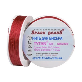 Нить для бисера Титан 60, Красная №62376, 60 м Polimex