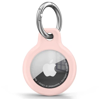 Защитный чехол брелок для Apple Airtag держатель для трекера с креплением на ключи / рюкзак / ошейник, светло-розовый (96008833)