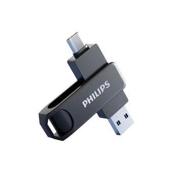 PHILIPS 128GB Type-C USB3.2 Dual Interface Mobile Phone USB Drive 61UT-D Gray High Speed Read and Write Rough USB Flash Drive For Business Office and Study