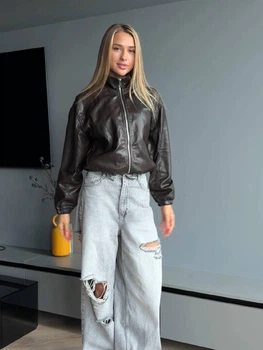 Куртка из искусственной кожи женская ELFBERG IN-8920 42 Шоколадная (2000001026380)