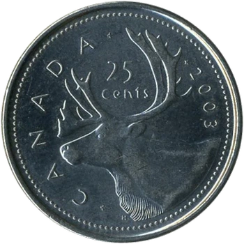 Монета 25 центів 2003 P UNC Регулярний випуск. Canada