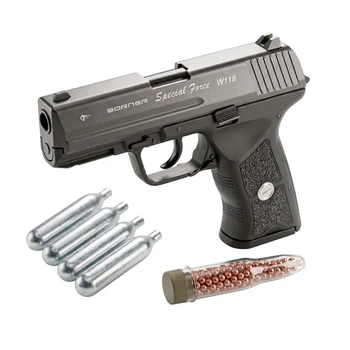 Пневматичний пістолет Borner W118 Blowback Special Force + ВВ Куля 500шт(ПЕТ) и балон СО2 4шт