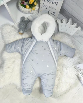 Зимовий комбинезон Elliz_kids Корона сірий на махрі 56 см