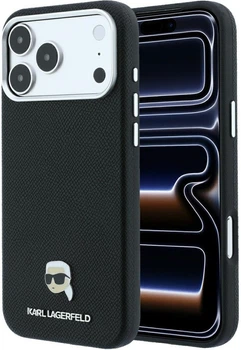 Etui na smartfon Apple iPhone 18 Pro/17 Pro Karl Lagerfeld Grained Karl Head Metal MagSafe Black (KLHMP18L6PSKHLK)