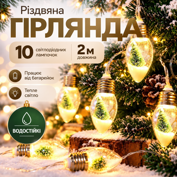 Светодиодная гирлянда лампочки с игрушками новогодняя LED гирлянда украшения на елку лед гирлянда для дома праздничная светодиодная гирлянда для комнаты уличная ретро гирлянда