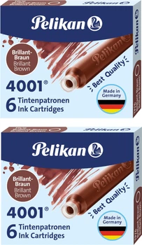 Набір чорнильних картриджів Pelikan коротких 4001 2 уп по 6 шт Brilliant Brown Коричневі (4012700311924)