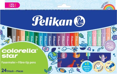 Flamastry Pelikan Colorella Star 18 jaskrawych + 6 pastelowych kolorów (4012700822321)