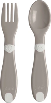 Набір Chicco First Cutlery ложка та виделка Сірий (8058664179404)