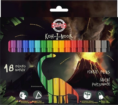 Flamastry Koh-i-Noor Dino 18 kolorów 1002/18 (8593539306399)