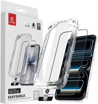 Набір захисного скла для смартфона Apple iPhone 18 Pro Max/17 Pro Max/16 Pro Max Crong EasyShield 2 шт. Black (CRGES2PIP1769P)
