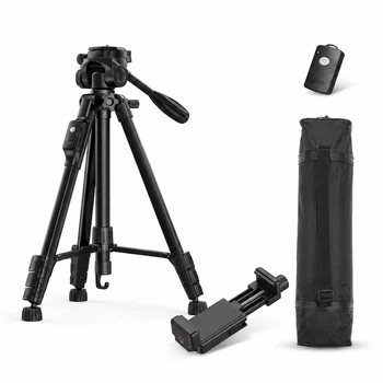 Штатив для телефона Yunteng VCT-668 1.54м алюминиевый с Bluetooth пультом, держателем смартфона — напольный штатив для фото и видео