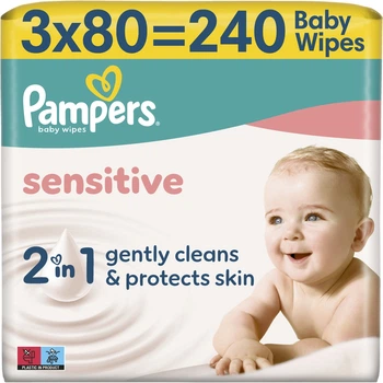 Влажные салфетки Pampers Sensitive на 240 шт (3х80)
