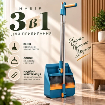 Совок з щіткою для прибирання Good Idea з щільним ворсом Синій (705А)