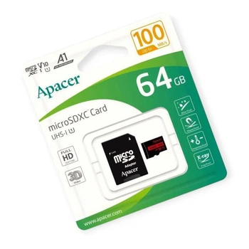 Карта памяти microSDHC 64Gb class 10 (adapter SD) Apacer до R100MB, s