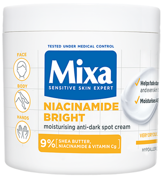 Крем для обличчя рук і тіла Mixa Niacinamide Bright зволожуючий 400 мл (3600551164472)