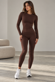 Женский спортивный костюм шоколадный лосины кофта бифлекс Oysho S (364865)