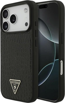 Чохол для смартфона Apple iPhone 18 Pro/iPhone 17 Pro Guess Croco Triangle Logo MagSafe Black (3666339681609)