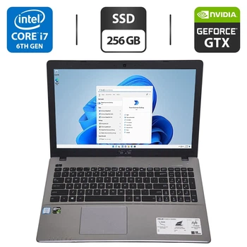 Ігровий ноутбук Asus X550VX / 15.6" (1366x768) TN / Intel Core i7-6700HQ (4 (8) ядра по 2.6 - 3.5 GHz) / 16 GB DDR4 / 256 GB SSD / nVidia GeForce GTX 950M, 2 GB GDDR5, 128-bit / WebCam / DVD-ROM б/в