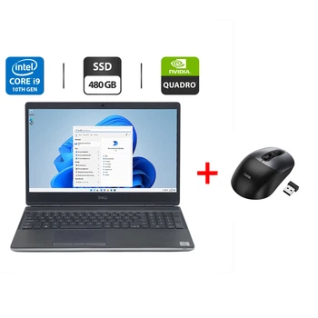 Мобільна робоча станція Б-клас Dell Precision 7550 / 15.6" (1920x1080) IPS / Intel Core i9-10885H (8 (16) ядер по 2.4 - 5.3 GHz) / 16 GB DDR4 / 480 GB SSD / nVidia Quadro RTX 4000, 8 GB GDDR6, 256-bit / WebCam б/в + Подарунок Бездротова миша HOCO GM28