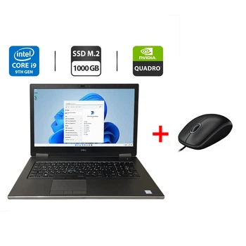 Мобільна робоча станція Б-клас Dell Precision 7740 / 17.3" (3840x2160) IPS / Intel Core i9-9980HK (8 (16) ядер по 2.4 - 5.0 GHz) / 32 GB DDR4 / 1000 GB SSD M.2 / nVidia Quadro RTX 5000, 16 GB GDDR6, 256-bit / WebCam б/в + Подарунок Миша / USB