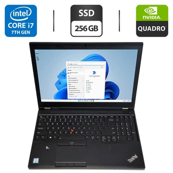 Мобільна робоча станція Lenovo ThinkPad P51 / 15.6" (3840x2160) IPS / Intel Core i7-7700HQ (4 (8) ядра по 2.8 - 3.8 GHz) / 16 GB DDR4 / 256 GB SSD / nVidia Quadro M1200, 4 GB GDDR5, 128-bit / WebCam / Windows 11 Pro б/в