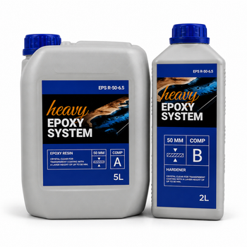 Эпоксидная смола 6.5 кг Heavy Epoxy System (смола + отвердитель) толстослойная, прозрачная, для заливки 10-50 мм, для столов-рек, декоративных столов, столешниц и масштабных интерьерных изделий