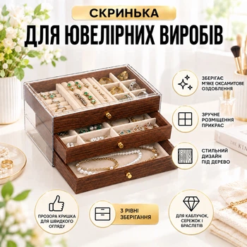 Шкатулка органайзер для хранения ювелирных изделий Jewelry Box ящик с отделениями для украшений