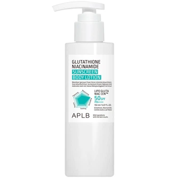 Солнцезащитный лосьон для тела с глутатионом и ниацинамидом APLB Glutathione Niacinamide Sunscreen Body Lotion SPF50+ PA++++, 150 мл 8809874686042
