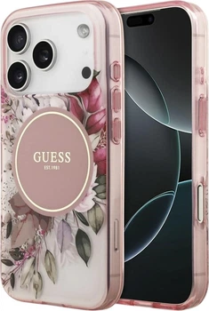 Etui do smartfona Apple iPhone 18 Pro/iPhone 17 Pro Guess IML Flower & Tonal Circle MagSafe Pink (3666339681180)