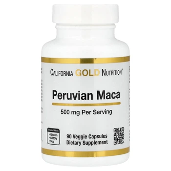 Мака перуанская 500 мг California Gold Nutrition Peruvian Maca 90 растительных капсул