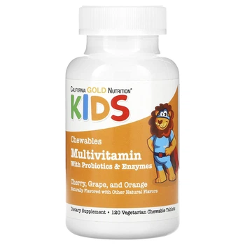 Мультивитамины California Gold Nutrition Chewable Multivitamins with Probiotics & Enzymes for Children 120 вегетарианских жевательных таблеток
