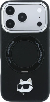 Чохол для смартфона Apple iPhone 18 Pro/iPhone 17 Pro Karl Lagerfeld with Ring Stand 360 Choupette Head Pin MagSafe Black (3666339658403)
